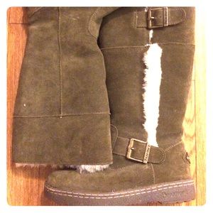 Bearpaw fur knee high boots